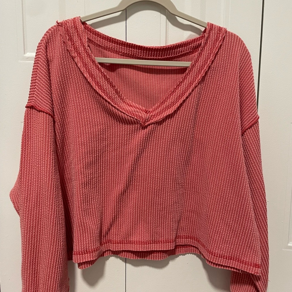 Altard State  V-Neck Waffle Knit Sweater